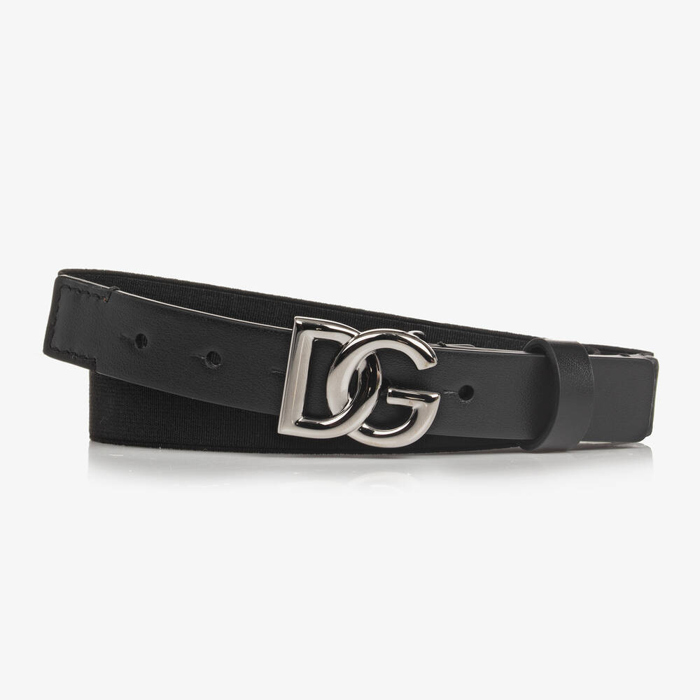 Dolce & Gabbana - Black Elasticated DG Belt  | Childrensalon