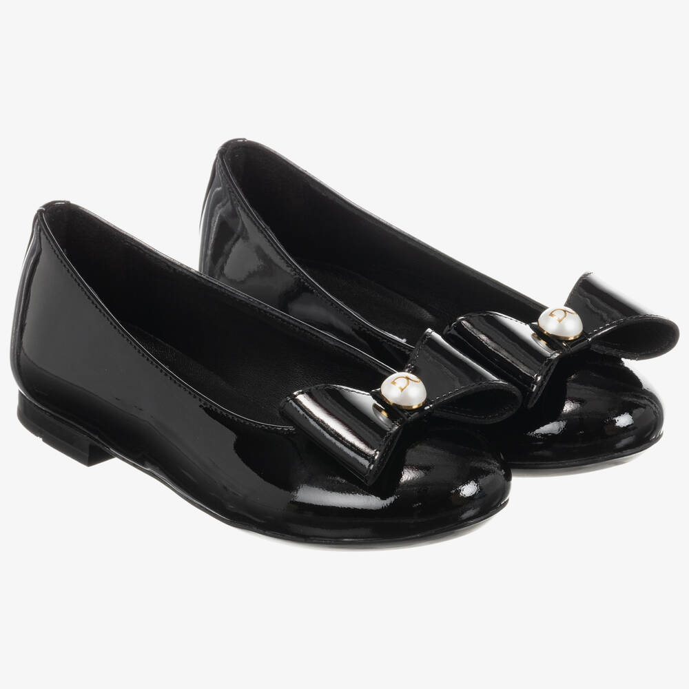 DOLCE & GABBANA GIRLS BLACK PATENT LEATHER SHOES
