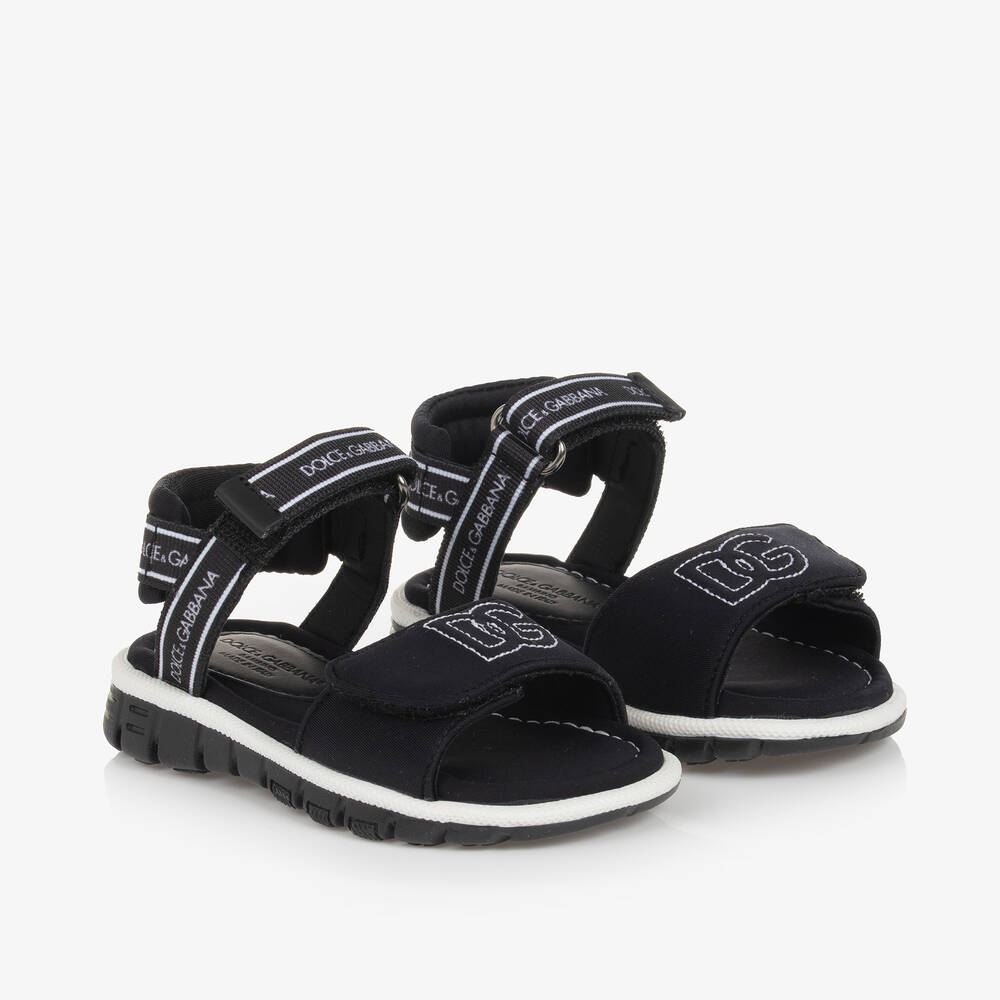 Dolce & Gabbana - Black Textile Velcro Sandals  | Childrensalon