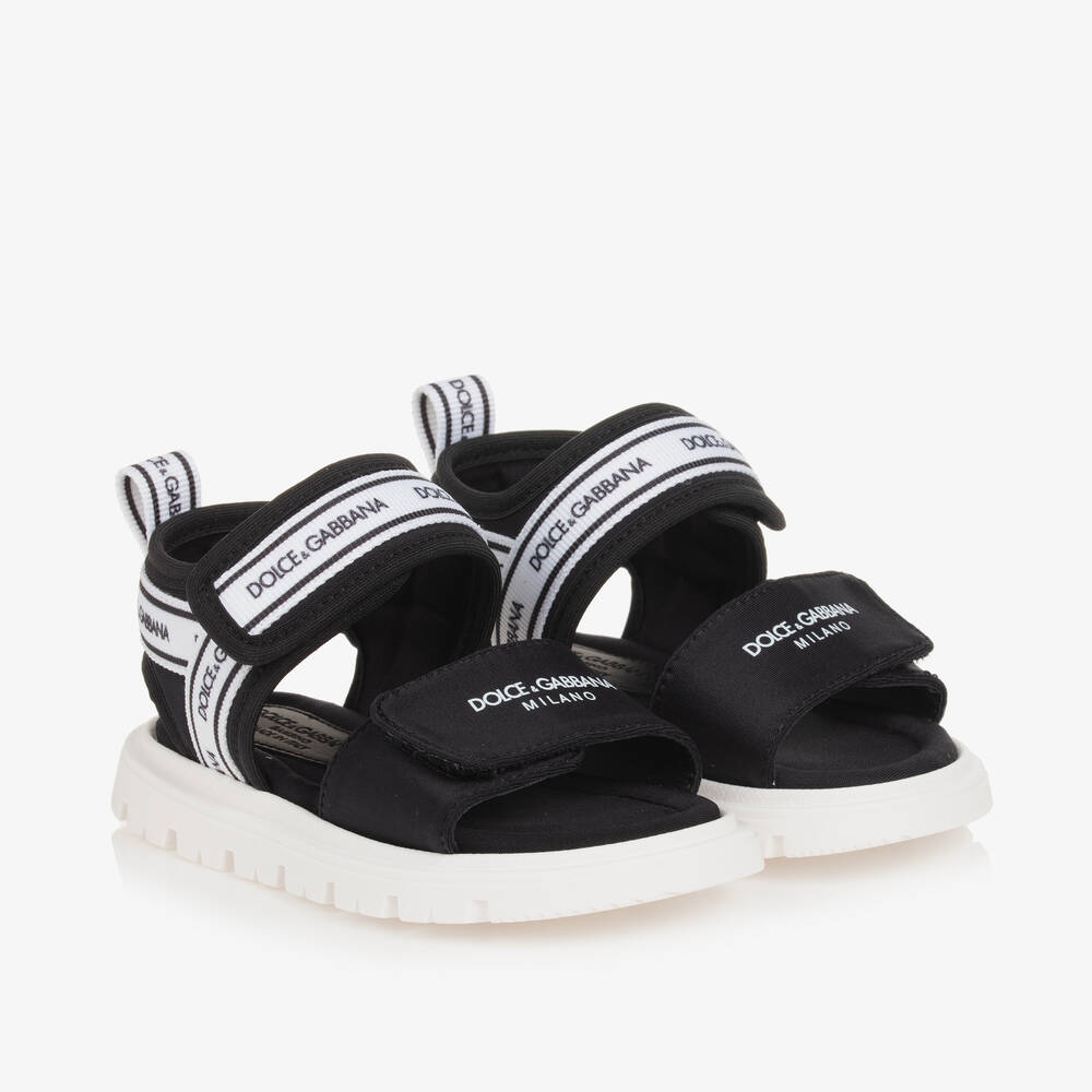 Dolce & Gabbana Black Velcro Baby Sandals