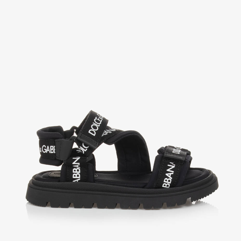 Dolce & Gabbana Black Velcro Strap Sandals