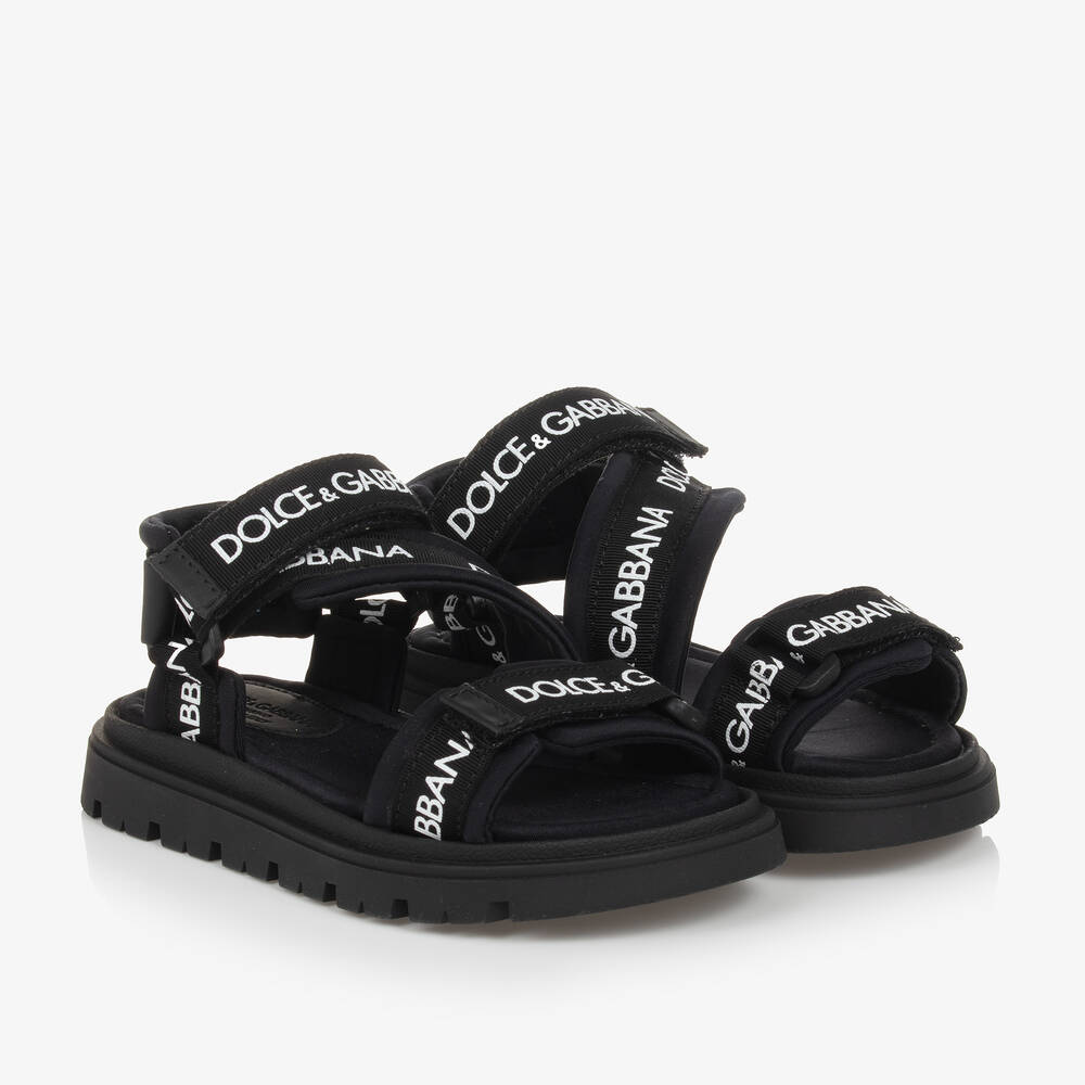 Dolce & Gabbana - Черные сандалии на липучке | Childrensalon