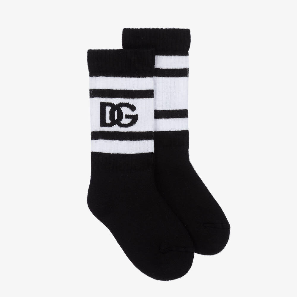 Dolce & Gabbana - Черно-белые хлопковые носки DG  | Childrensalon