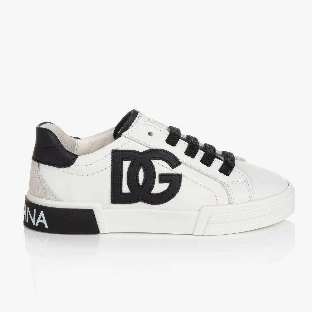 Dolce & Gabbana - DG Leder-Sneakers Schwarz/Weiß | Childrensalon