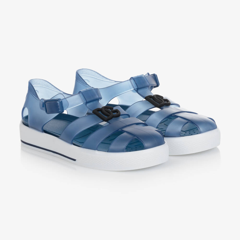 Shop Dolce & Gabbana Boys Blue Dg Jelly Shoes