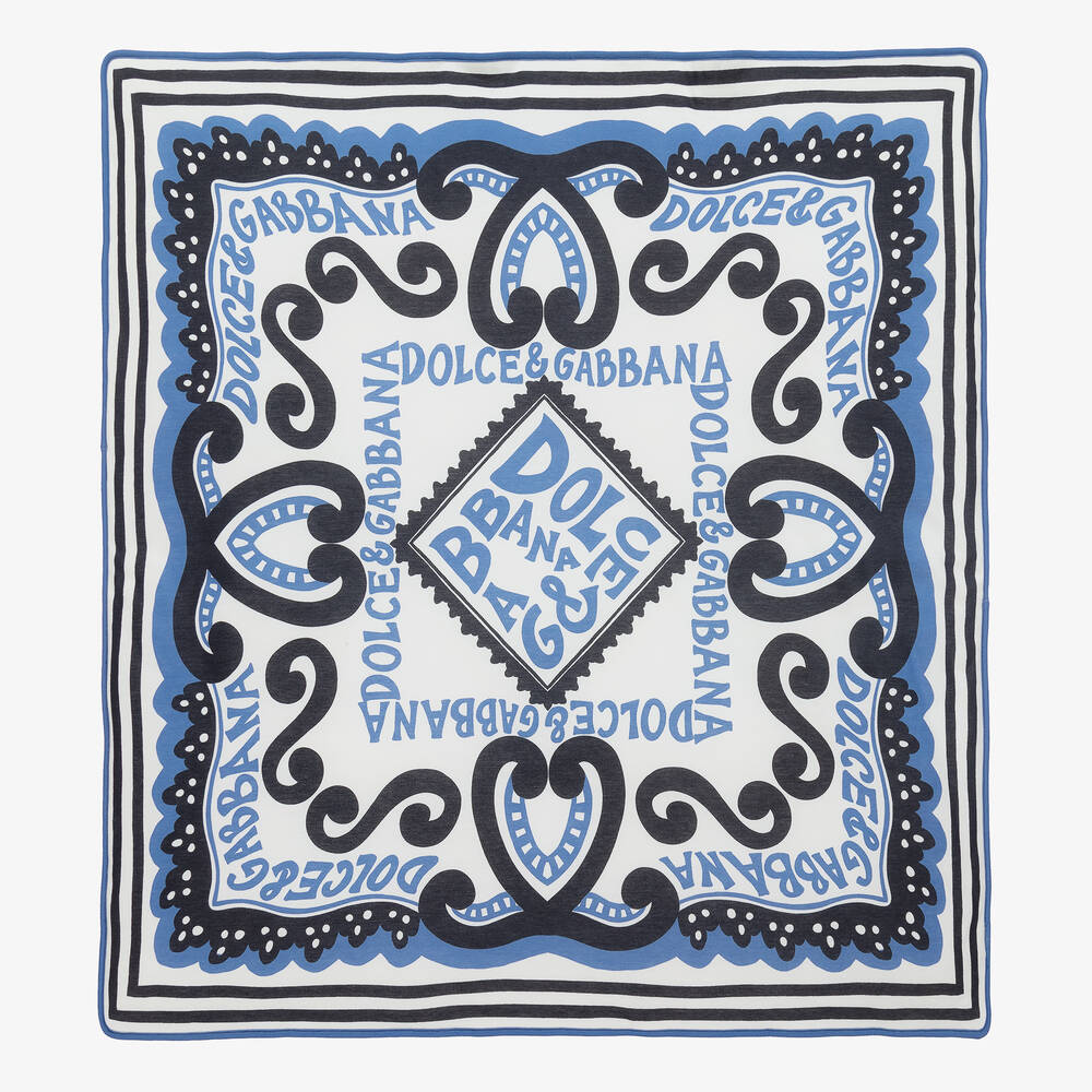 Dolce & Gabbana Blue Marina Print Cotton Blanket (84cm)