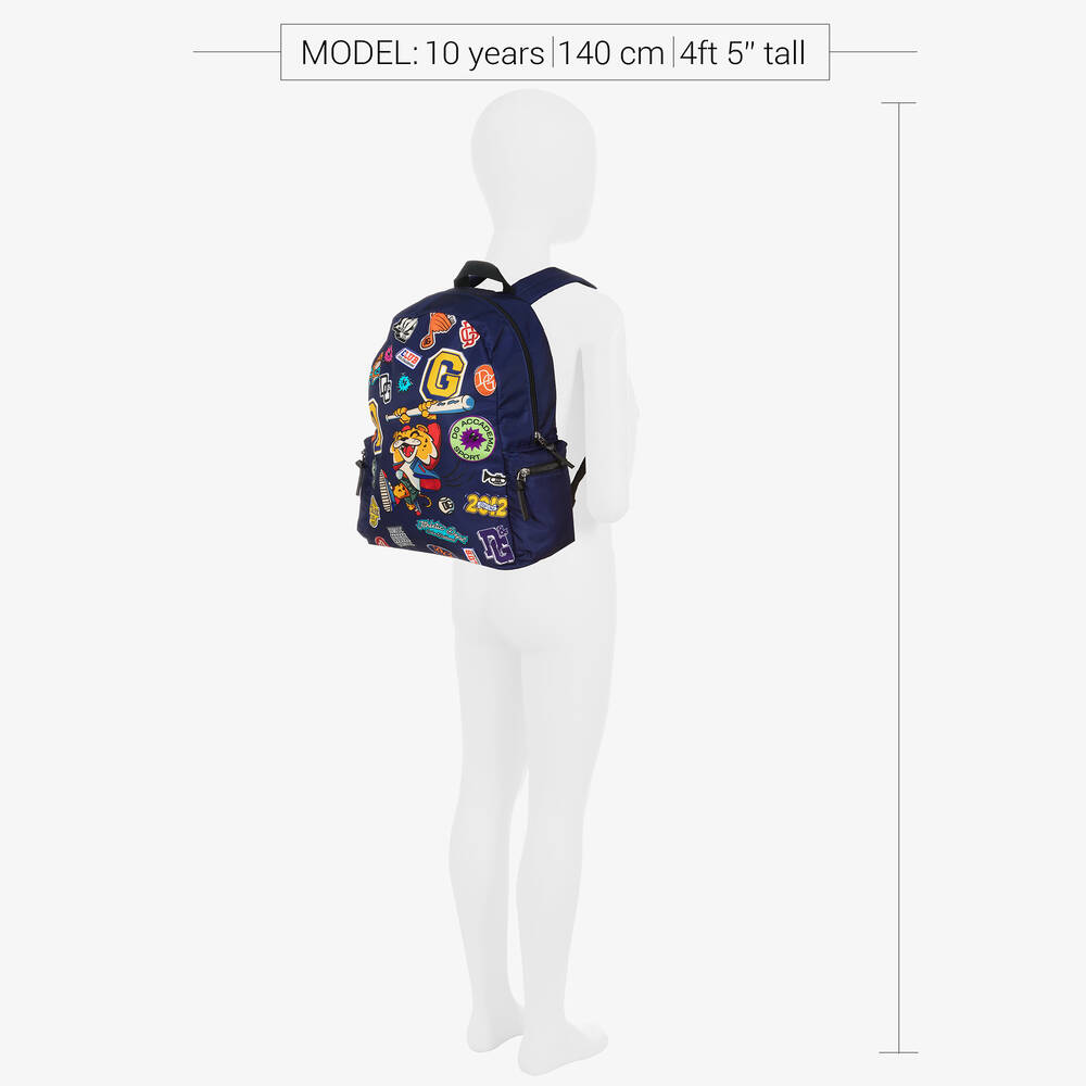 Dolce & Gabbana - Blue Printed Badges Backpack (41cm) | Childrensalon