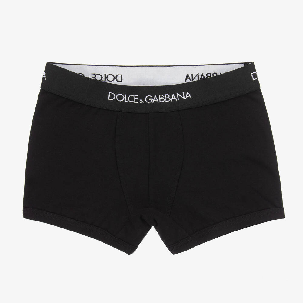 Dolce & Gabbana Boys Black Cotton Boxers (2 Pack)