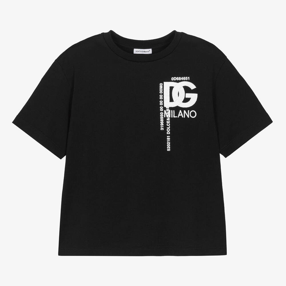 Dolce & Gabbana Kids' Boys Black Cotton Dg Milano T-shirt