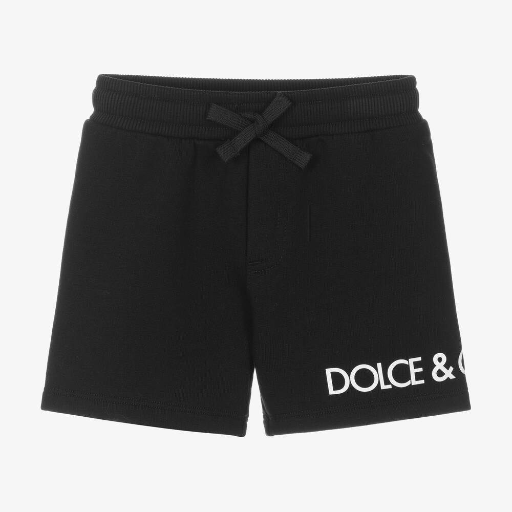 Dolce & Gabbana - شورت قطن جيرسي لون أسود للأولاد | Childrensalon