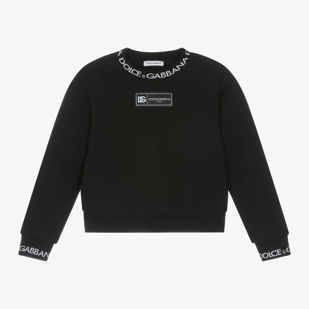 Dolce & Gabbana - Sweat-shirt noir en jersey de coton | Childrensalon