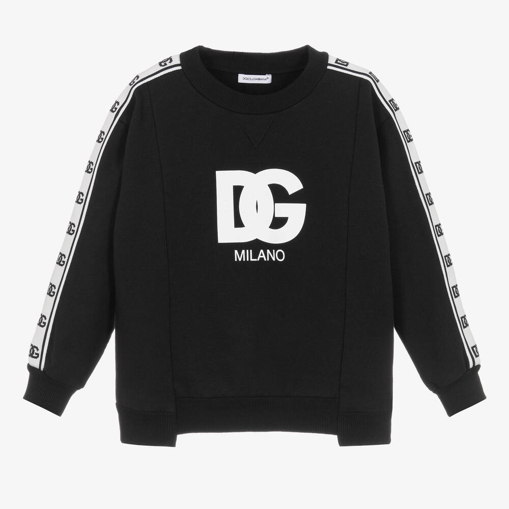 Dolce & Gabbana Kids' Boys Black Cotton Sweatshirt In Negro