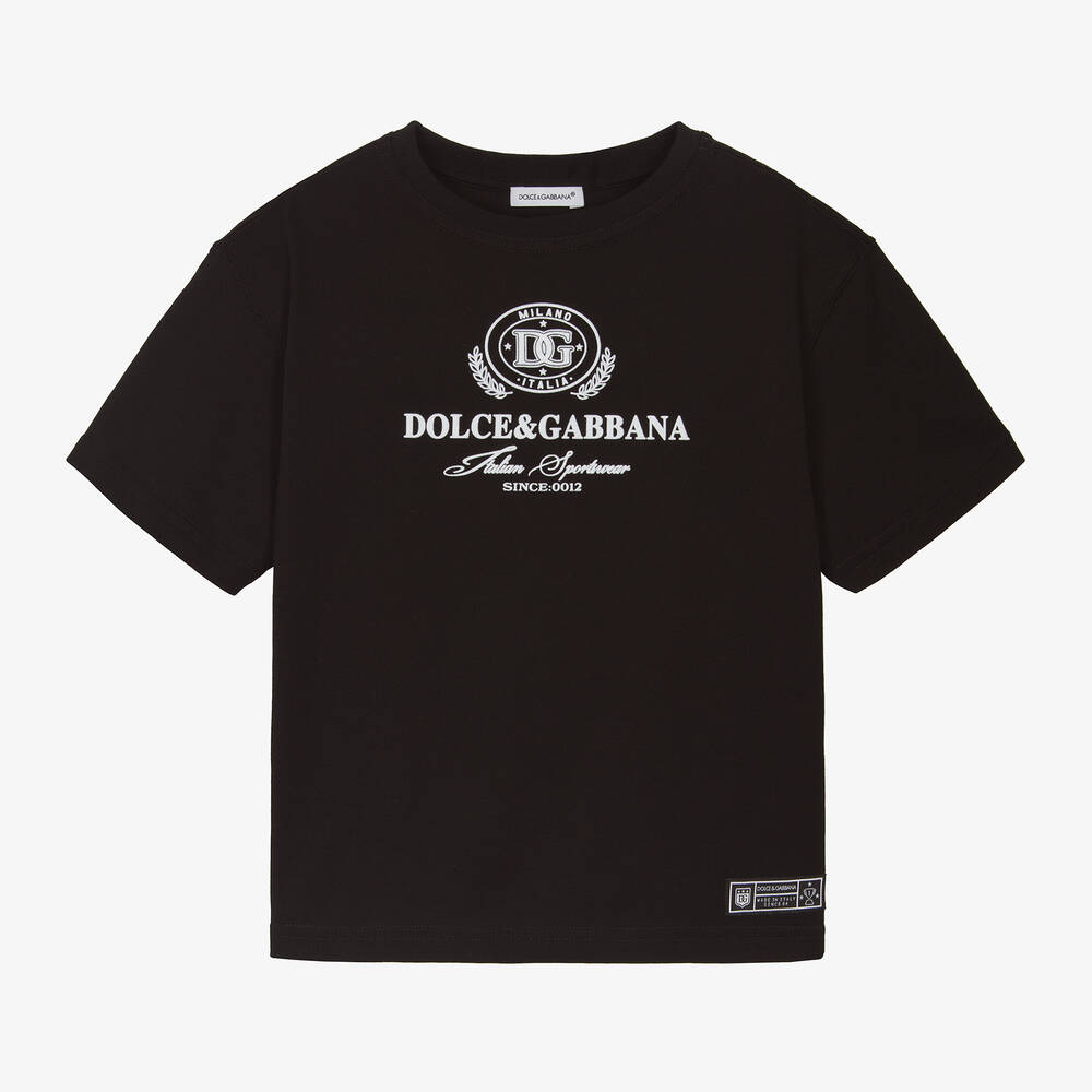 Dolce & Gabbana - Boys Black Cotton T-Shirt | Childrensalon