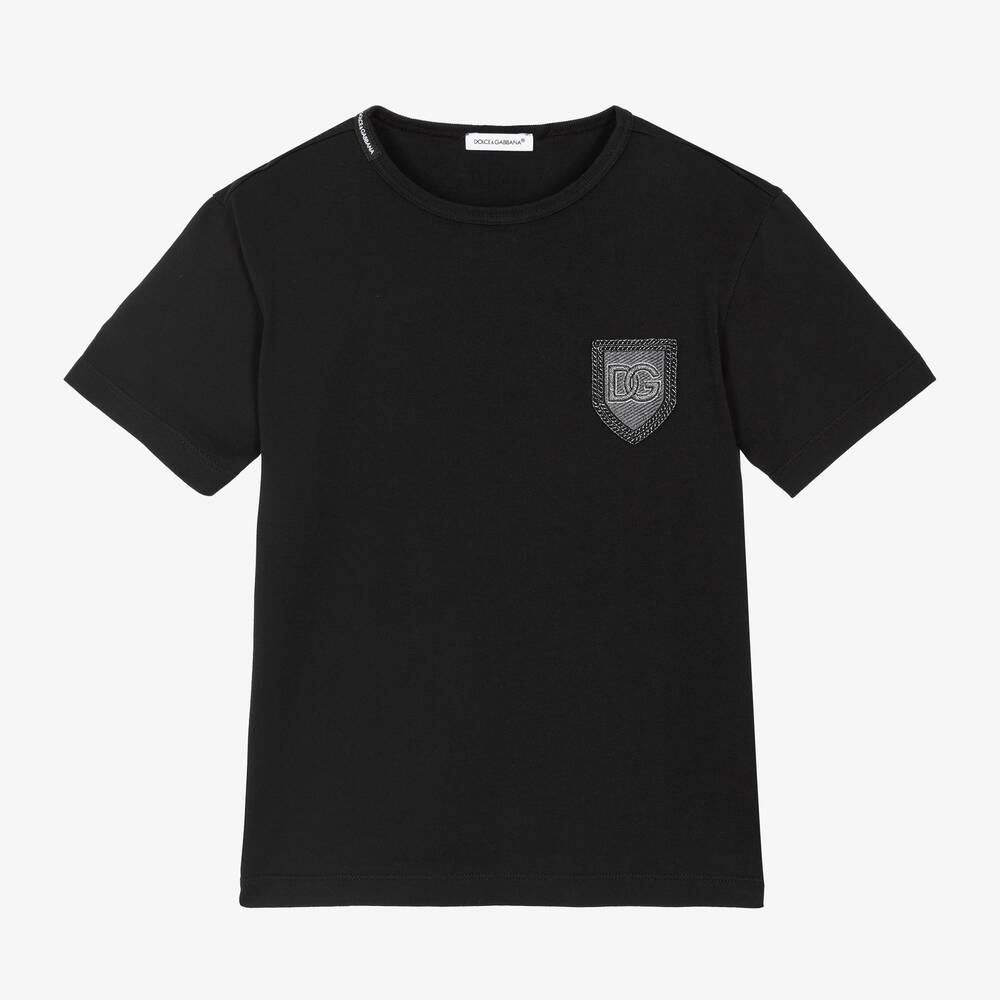 Dolce & Gabbana - Boys Black Cotton T-Shirt | Childrensalon