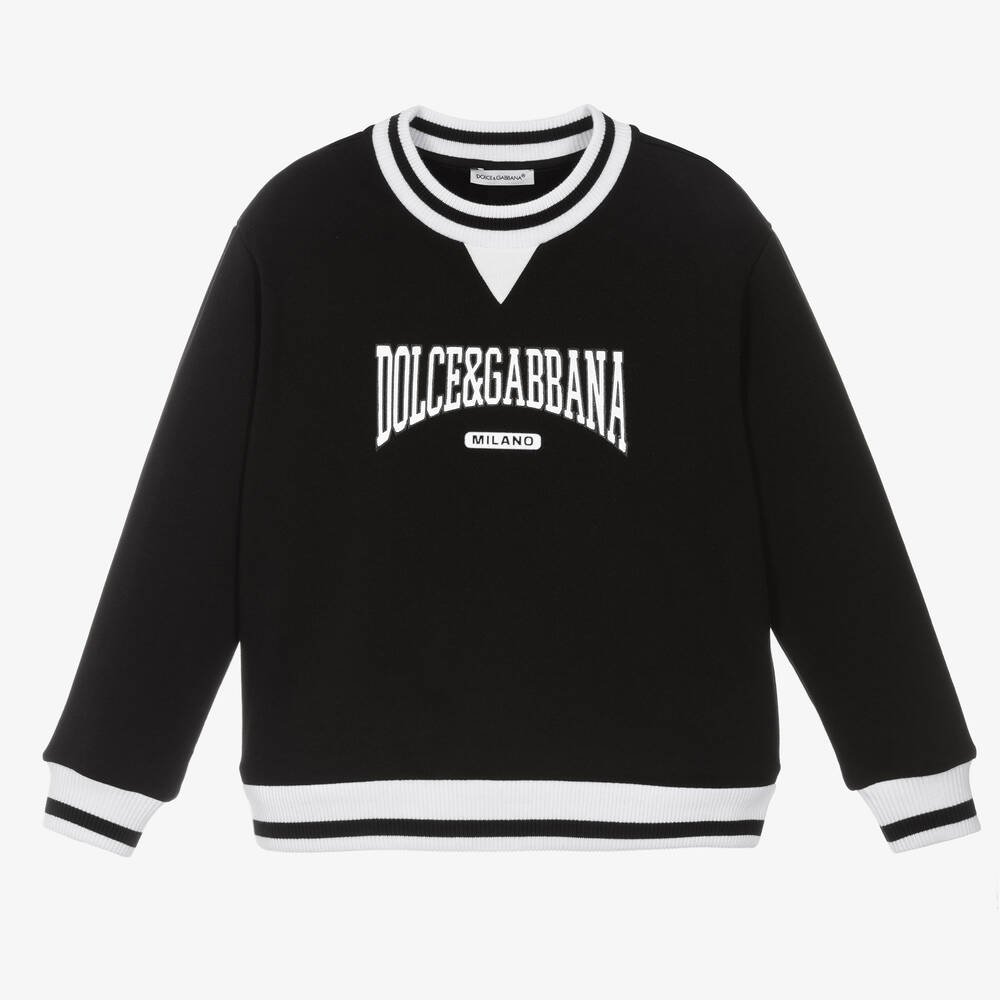 Dolce & Gabbana - Boys Black Cotton Varsity Sweatshirt | Childrensalon