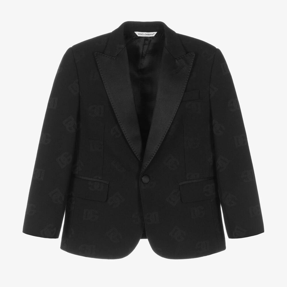 Dolce & Gabbana - Boys Black Crossover DG Wool Blazer | Childrensalon