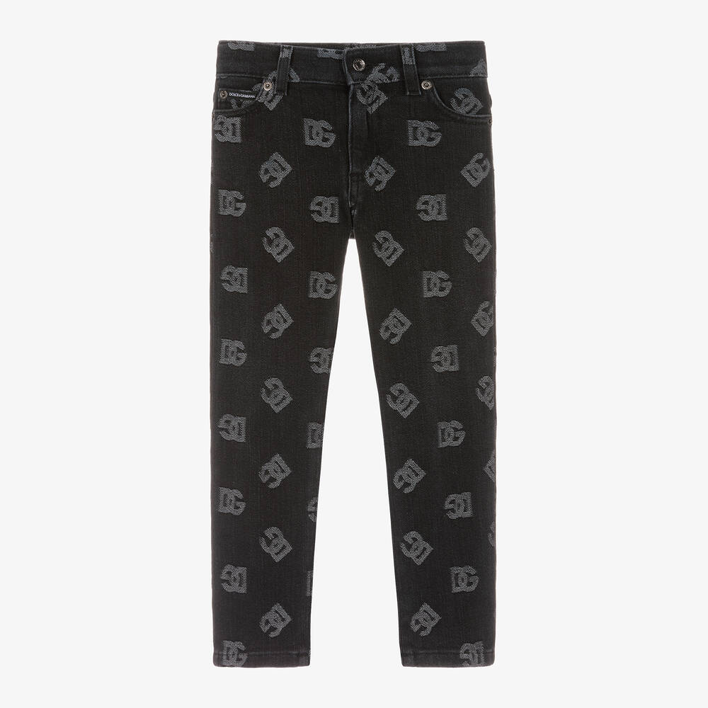 Dolce & Gabbana - Черные джинсы с принтом DG для мальчиков | Childrensalon