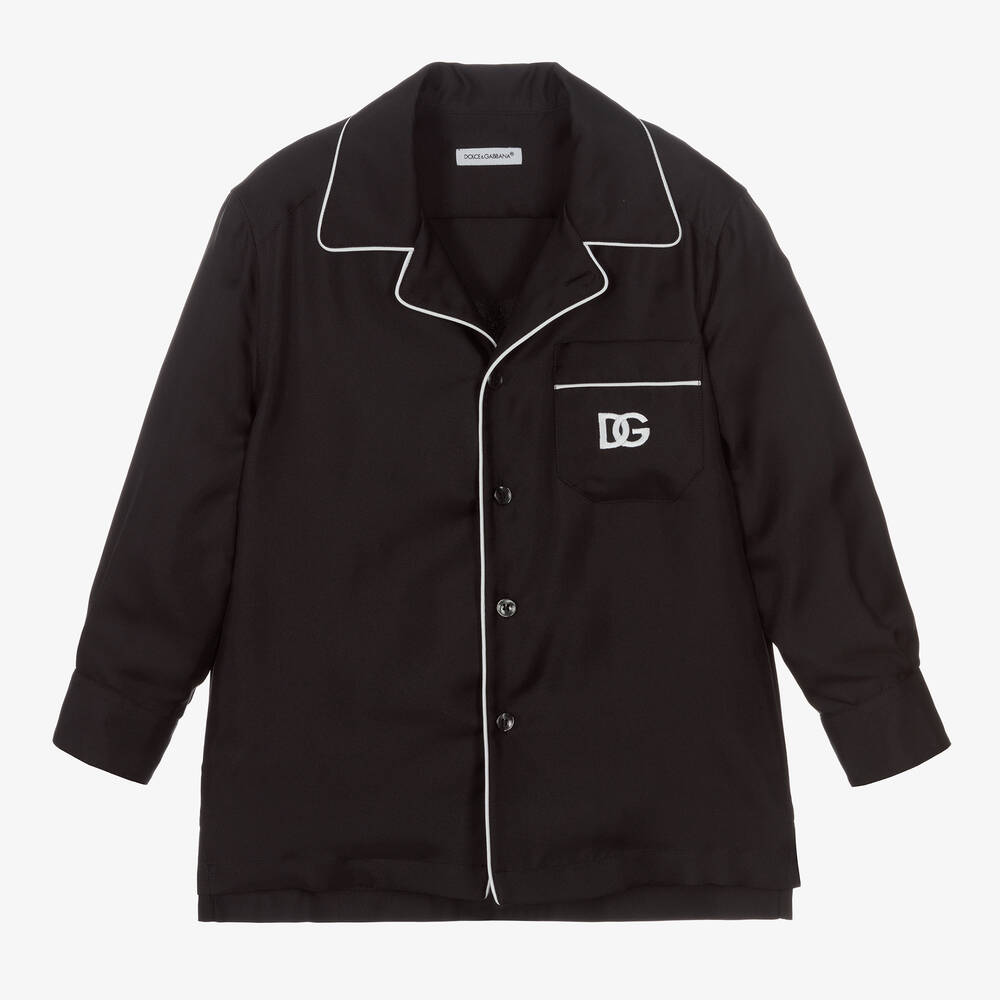 Dolce & Gabbana - قميص حرير لون أسود للأولاد | Childrensalon