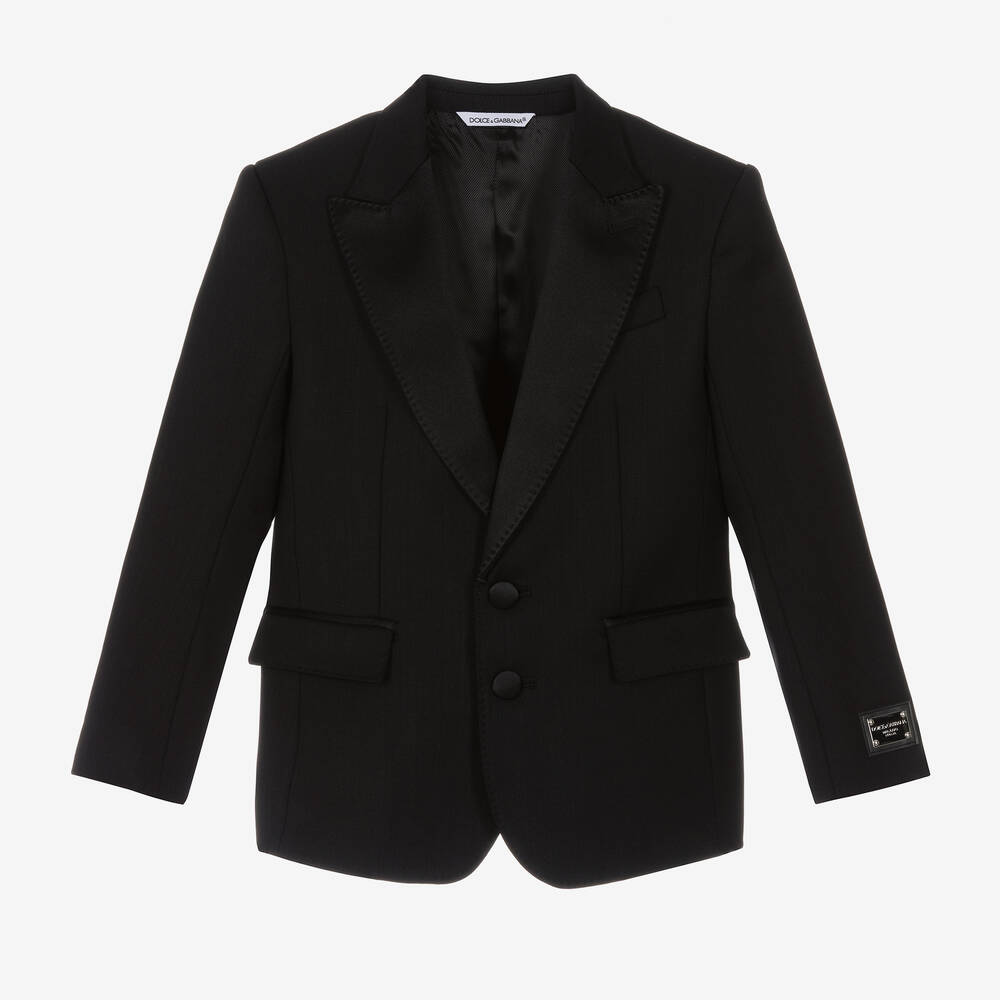 Dolce & Gabbana Babies' Boys Black Wool Tuxedo Jacket