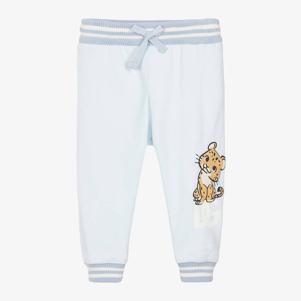 Dolce & Gabbana - Boys Blue Cotton Leopard Joggers | Childrensalon