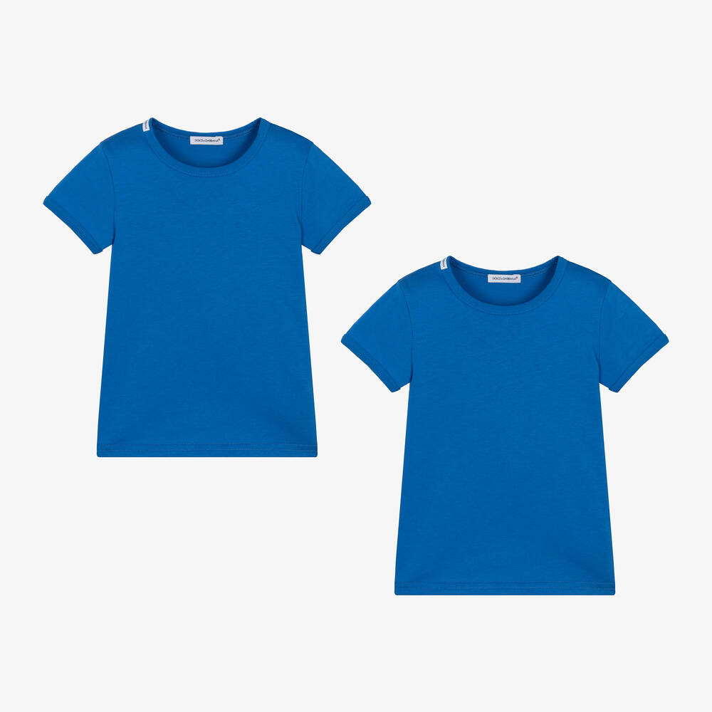 Dolce & Gabbana - Boys Blue Cotton T-Shirts (2 Pack) | Childrensalon
