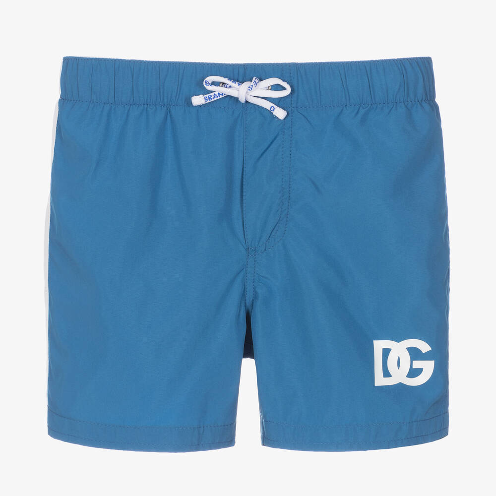 Dolce & Gabbana - Boys Blue Crossover DG Swim Shorts | Childrensalon