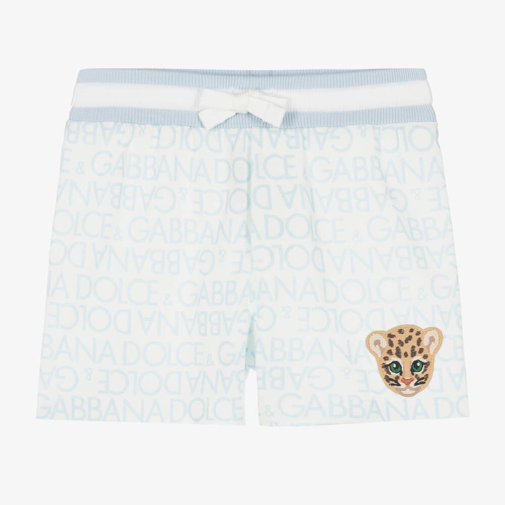 Dolce & Gabbana - Boys Blue & White Cotton Piqué Shorts | Childrensalon