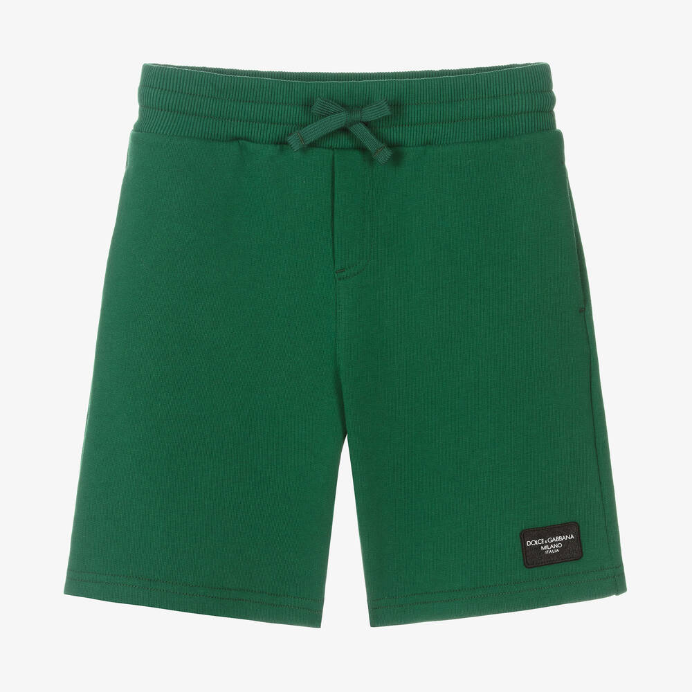 Dolce & Gabbana - Boys Green Cotton Jersey Shorts | Childrensalon