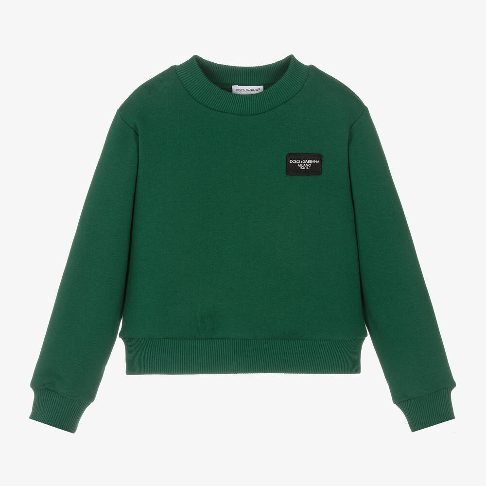 Shop Dolce & Gabbana Boys Green Cotton Jersey Sweatshirt