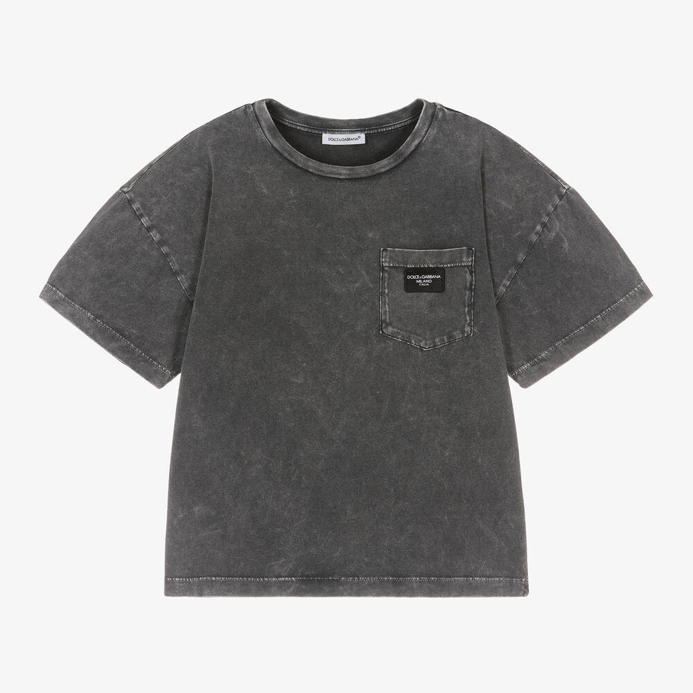 Dolce & Gabbana - Boys Grey Cotton T-Shirt | Childrensalon