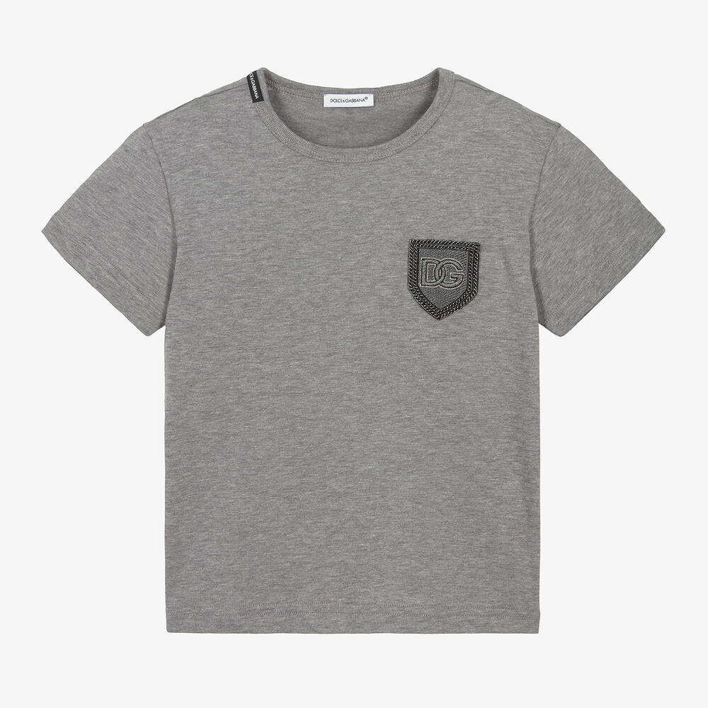 Dolce & Gabbana - Boys Grey Cotton T-Shirt | Childrensalon