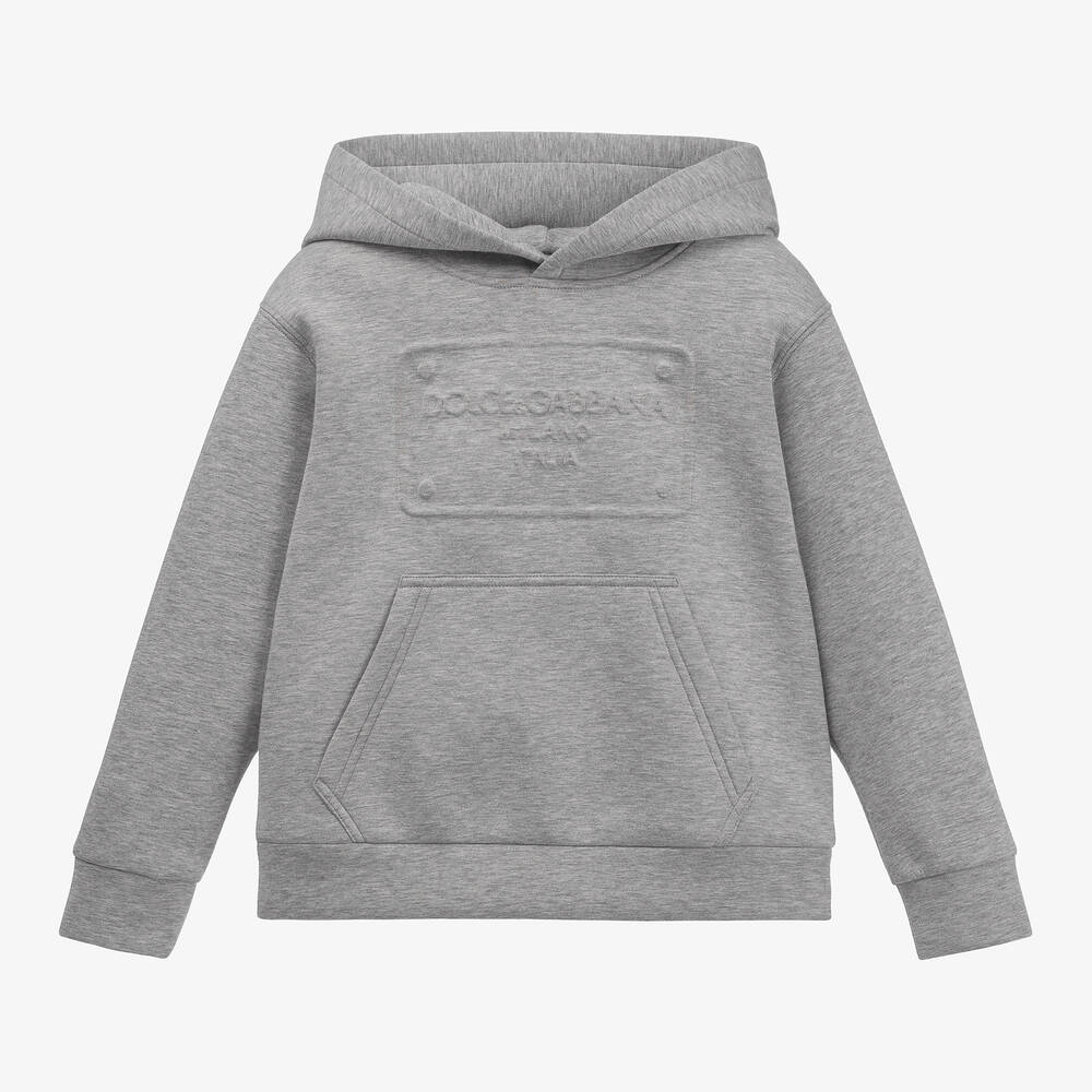 Dolce & Gabbana - Boys Grey Marl Jersey Hoodie | Childrensalon