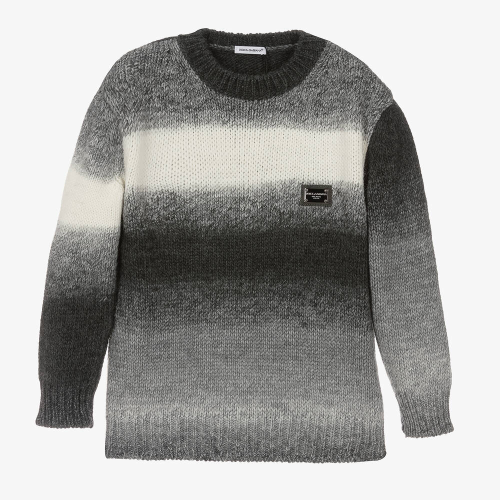 Dolce & Gabbana Kids' Boys Grey Ombré Stripe Knitted Sweater