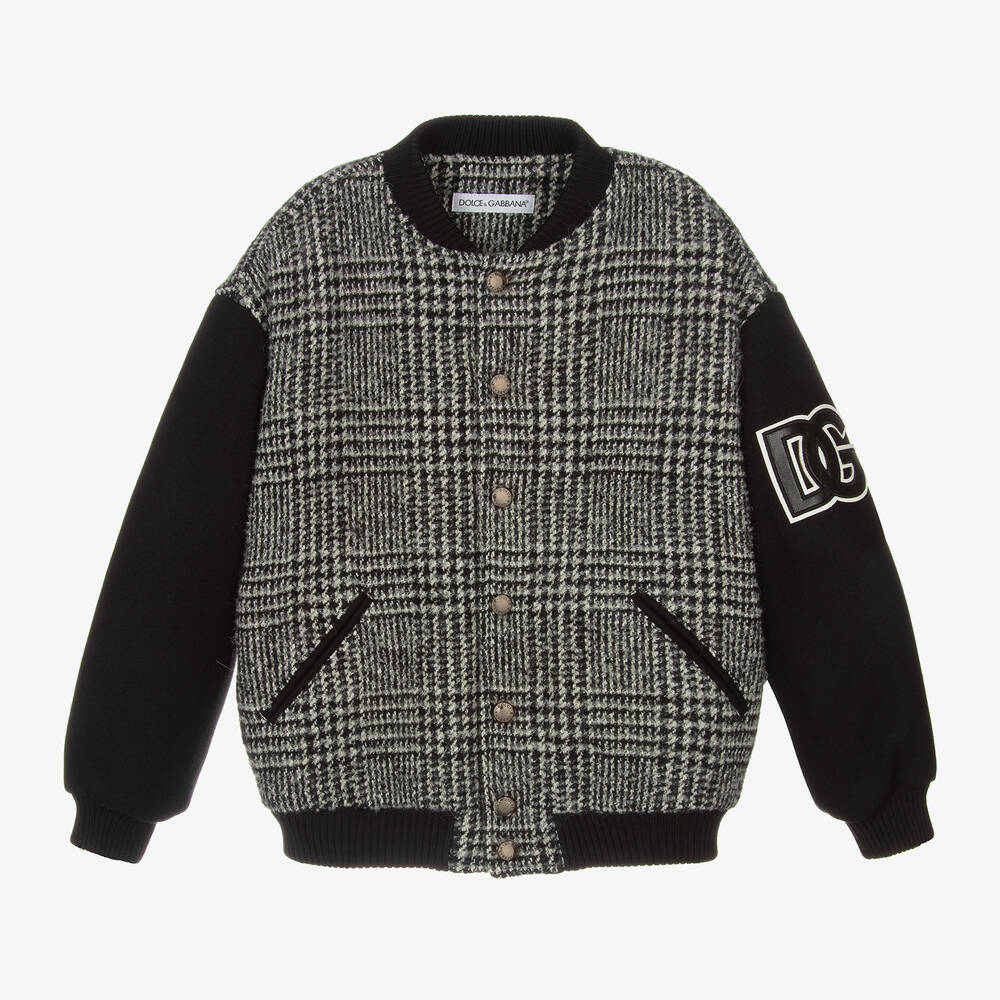 Dolce & Gabbana - Boys Grey Wool Varsity Jacket | Childrensalon