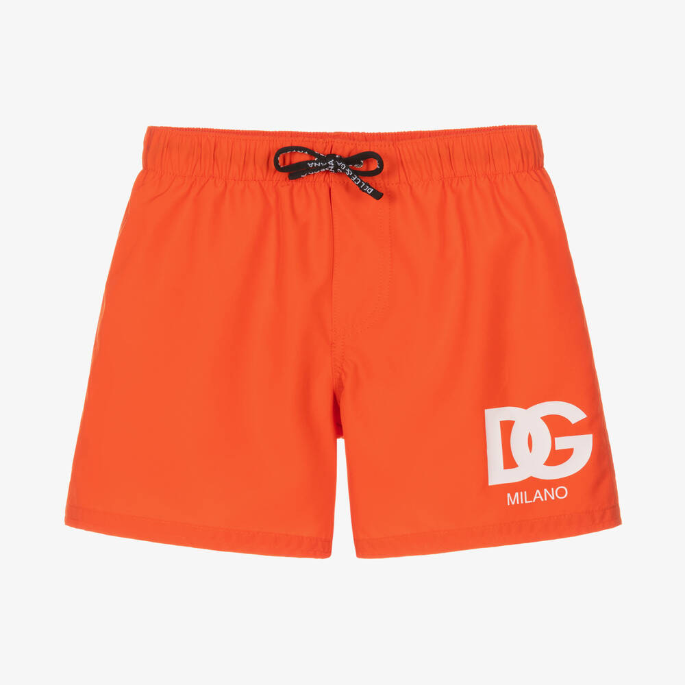 Dolce & Gabbana - Boys Orange DG Swim Shorts | Childrensalon