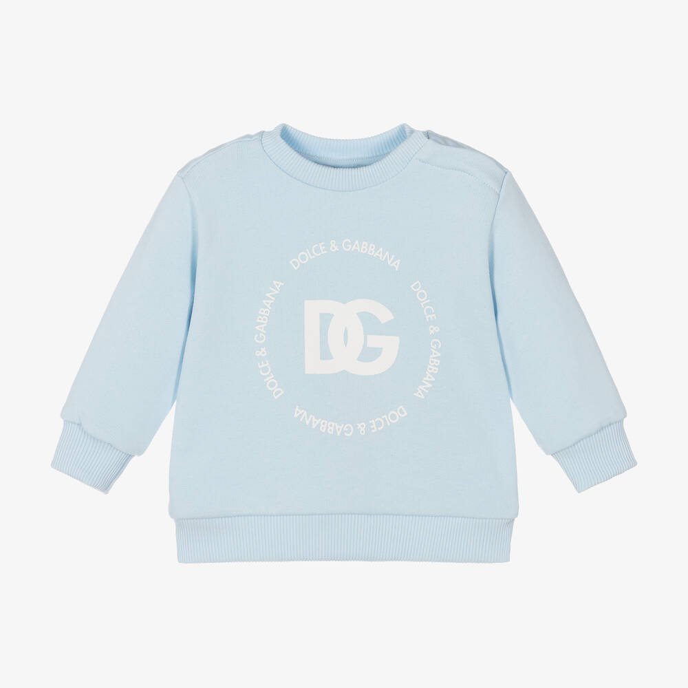 Dolce & Gabbana - Boys Pale Blue Cotton Sweatshirt | Childrensalon