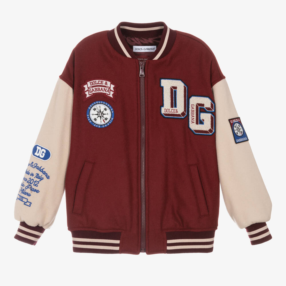 Dolce & Gabbana - Boys Red & Beige Bomber Jacket | Childrensalon