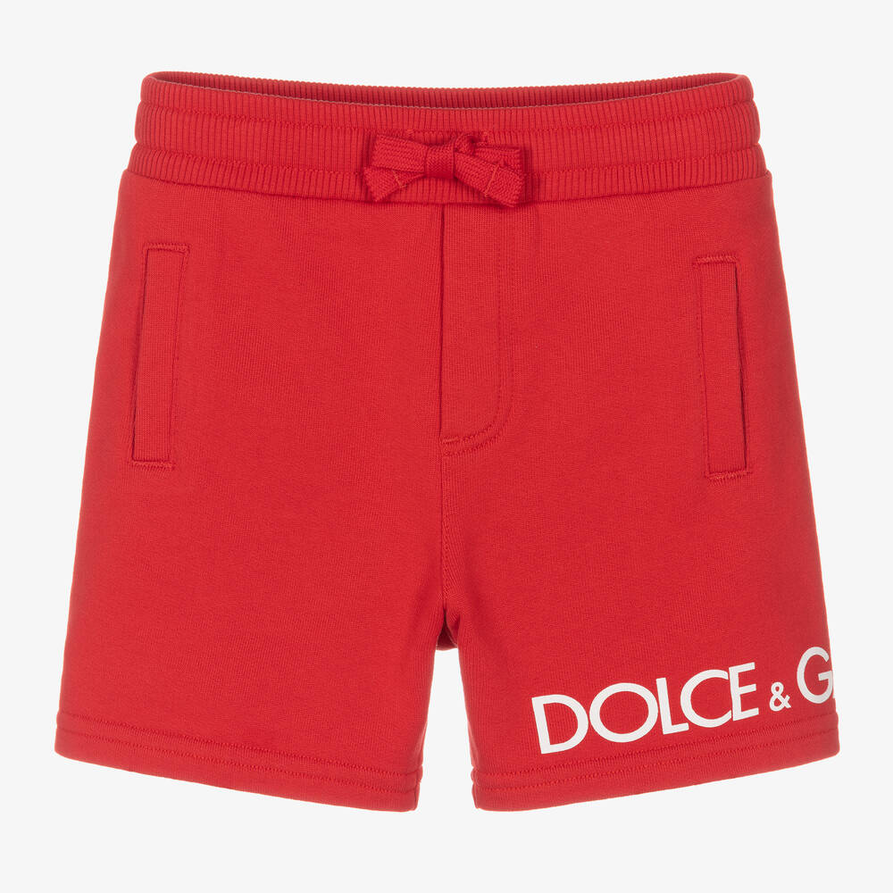 Dolce & Gabbana - Boys Red Cotton Logo Shorts | Childrensalon