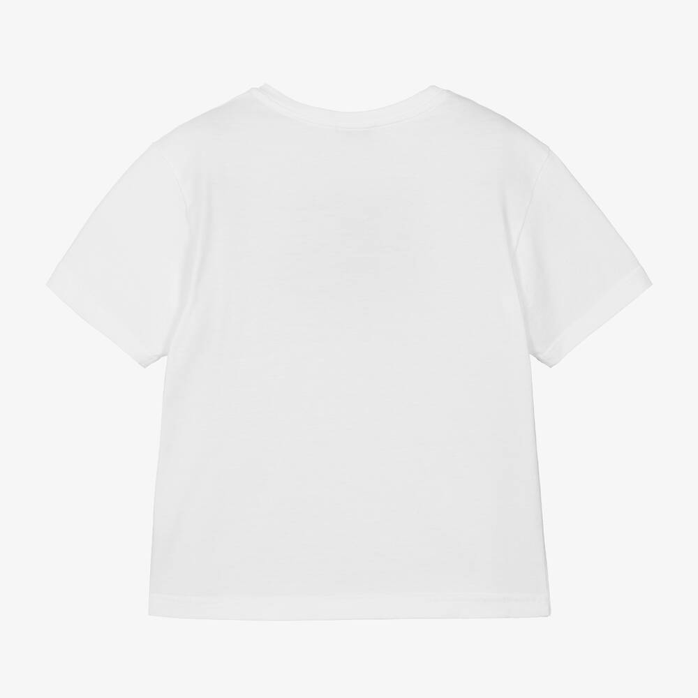 Dolce & Gabbana - Boys White Cotton Crossover DG T-Shirt | Childrensalon