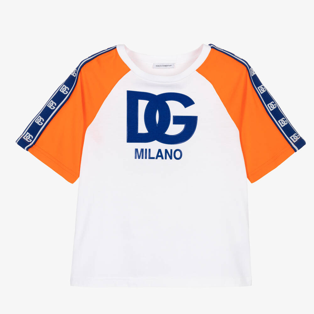 Dolce & Gabbana - Boys White Cotton DG T-Shirt | Childrensalon