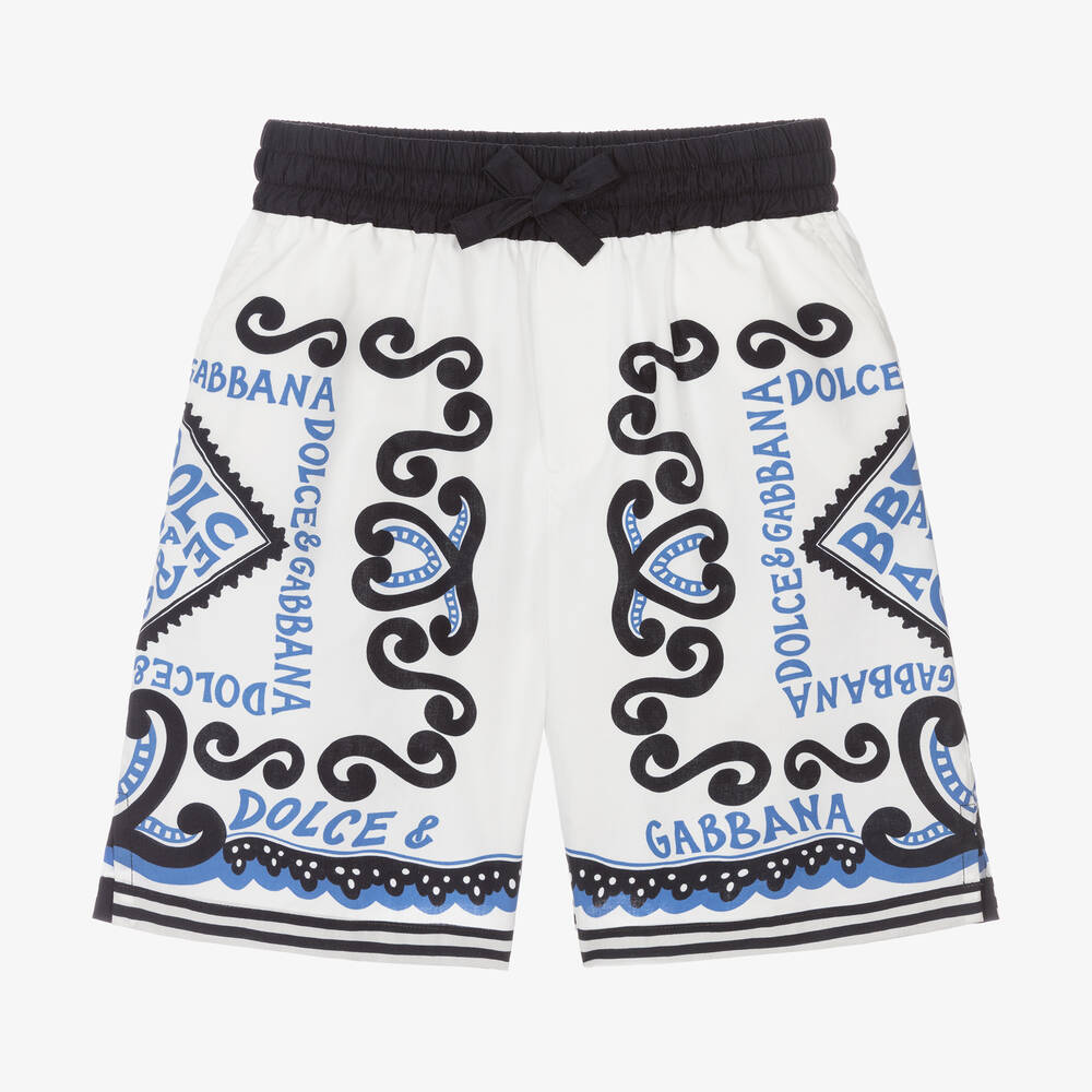 Dolce & Gabbana - Boys White Cotton Marina Print Shorts | Childrensalon