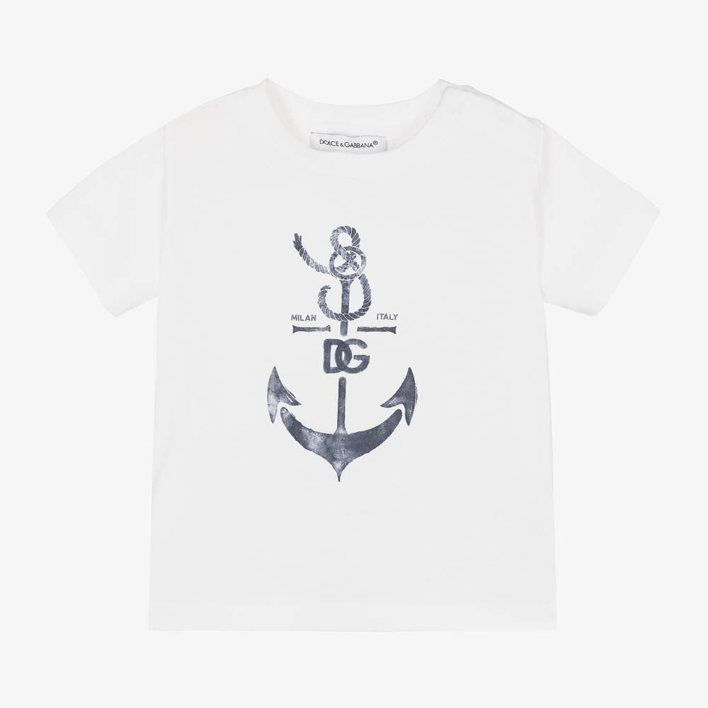 Dolce & Gabbana - Boys White Cotton T-Shirt | Childrensalon
