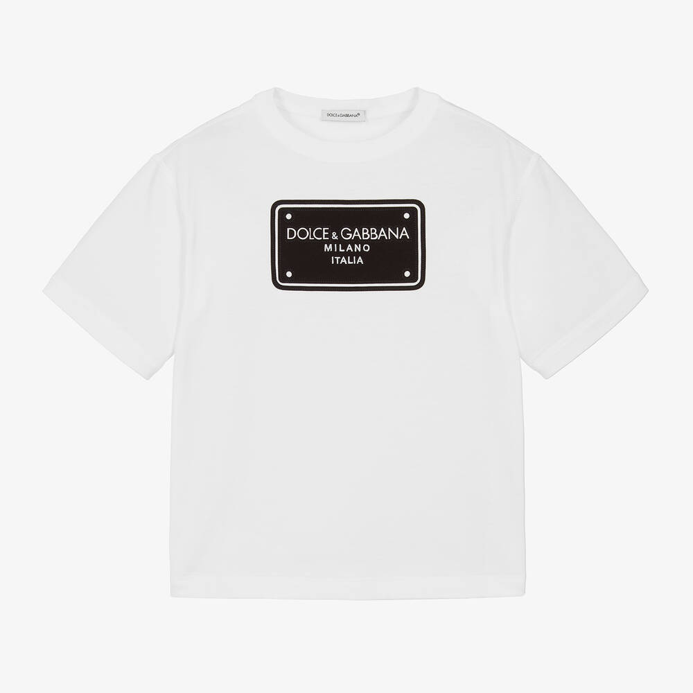 Dolce & Gabbana - Boys White Cotton T-Shirt | Childrensalon