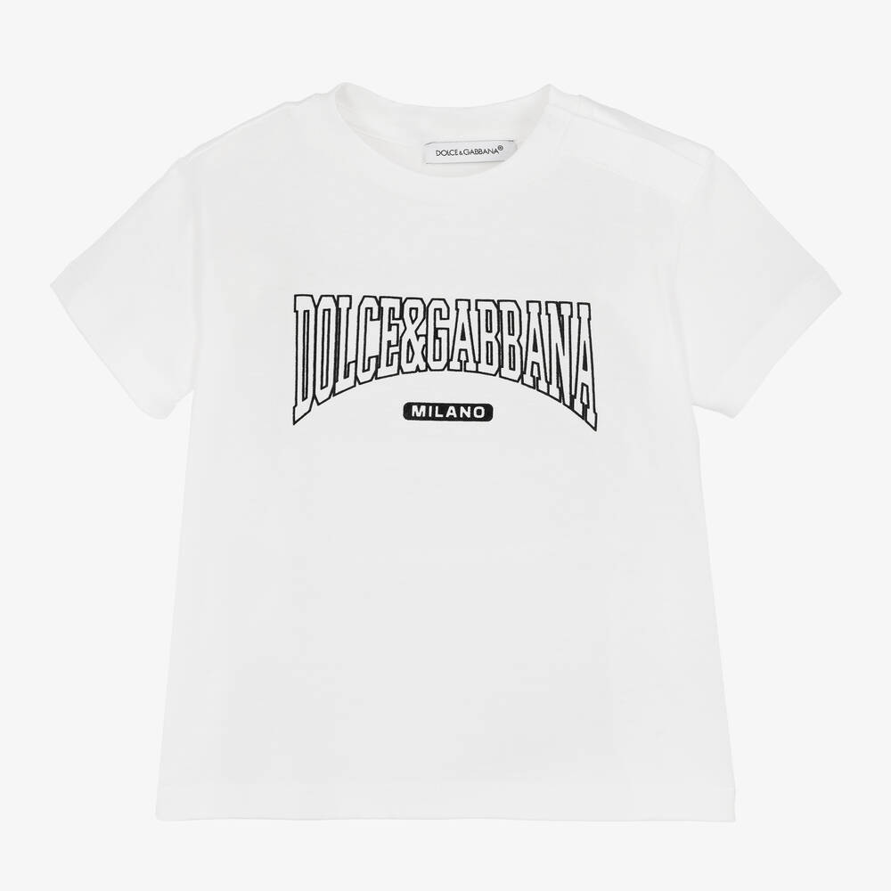 Dolce & Gabbana - Boys White Cotton T-Shirt | Childrensalon