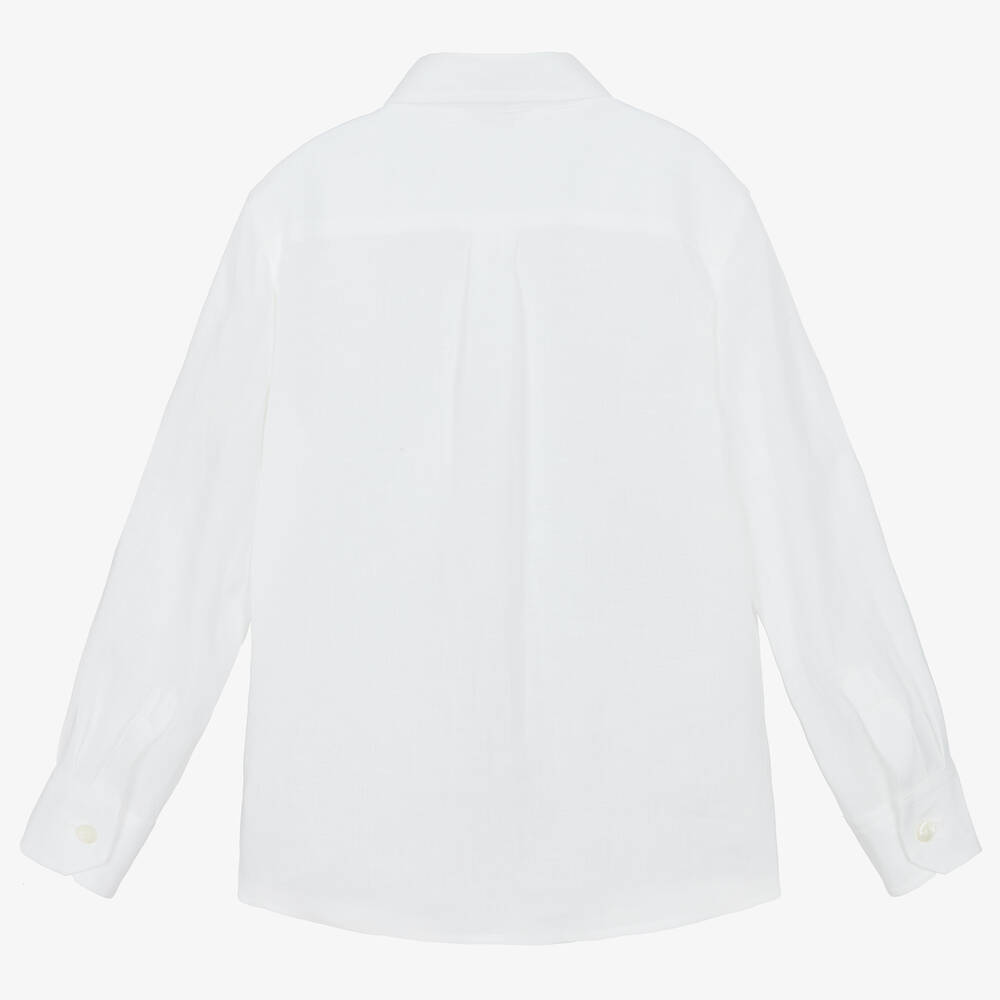 Dolce & Gabbana - Boys White Linen DG Logo Shirt | Childrensalon