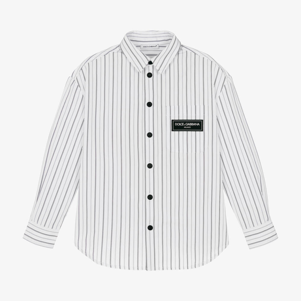 Dolce & Gabbana - Boys White Striped Poplin Shirt | Childrensalon