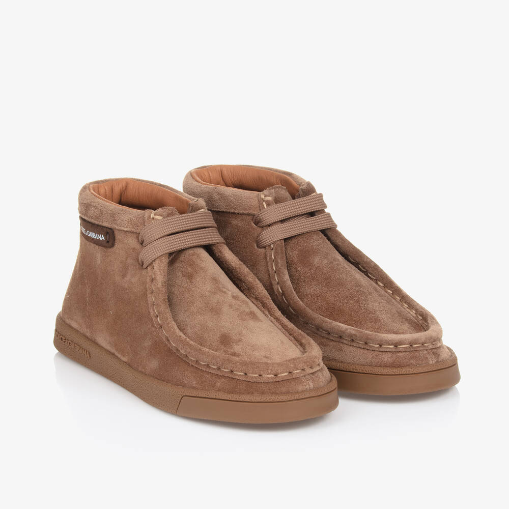 Shop Dolce & Gabbana Brown Suede Leather Boots