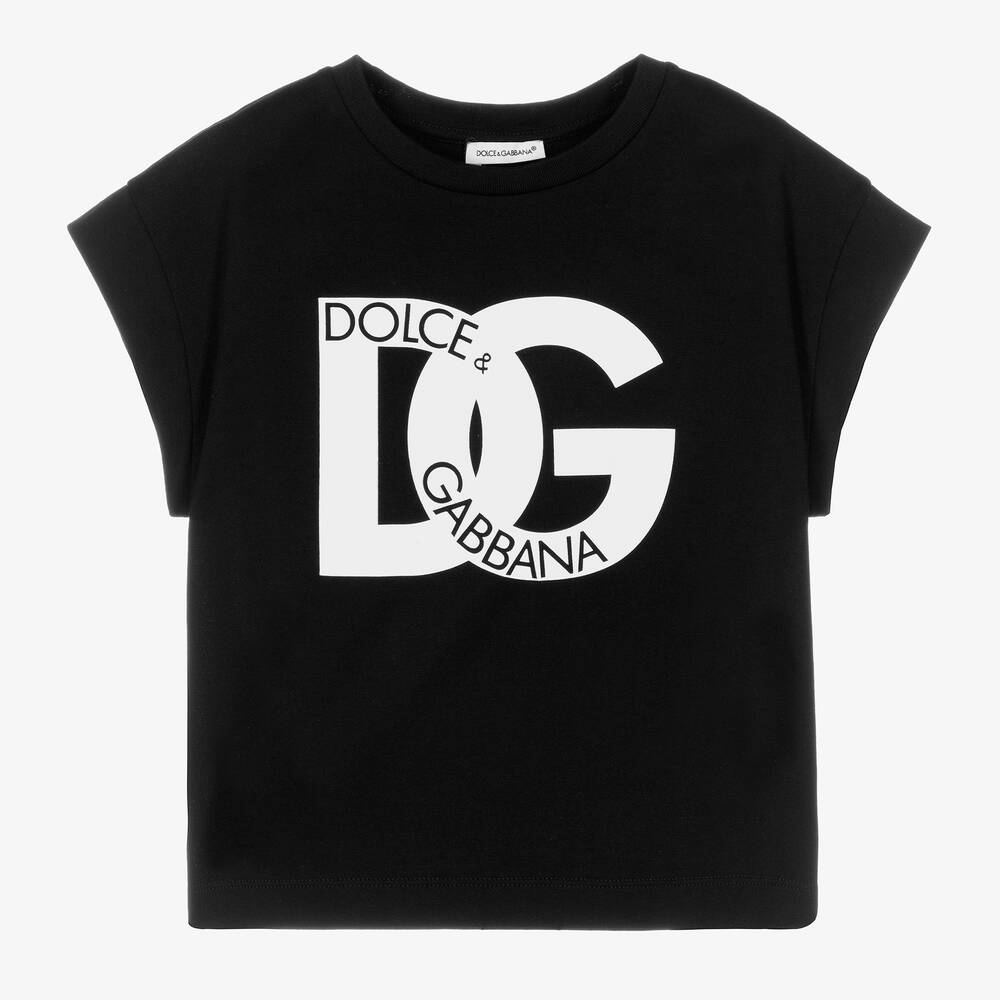 Dolce & Gabbana - تيشيرت قطن لون أسود للبنات | Childrensalon
