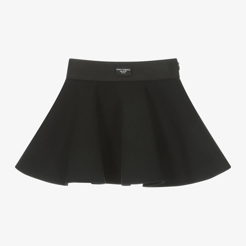 Dolce & Gabbana - Girls Black Cotton Jersey Skater Skirt | Childrensalon