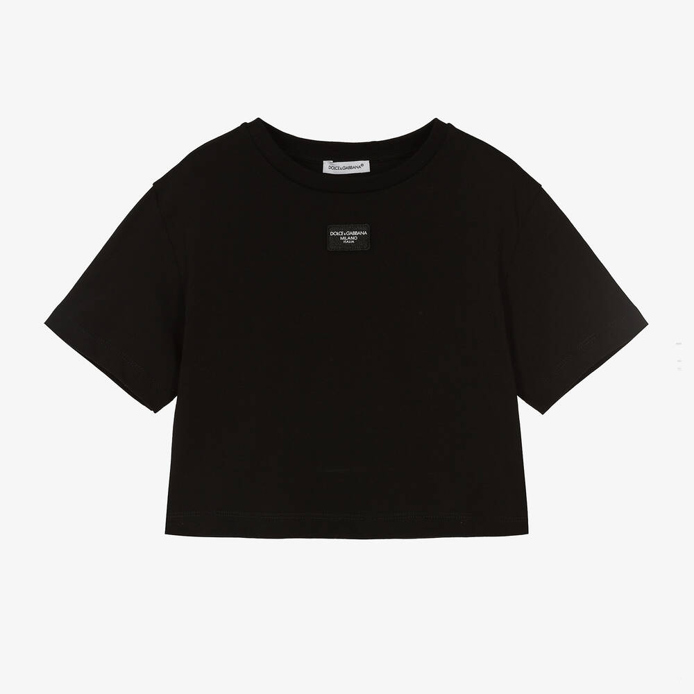 Dolce & Gabbana - Черная хлопковая футболка для девочек | Childrensalon